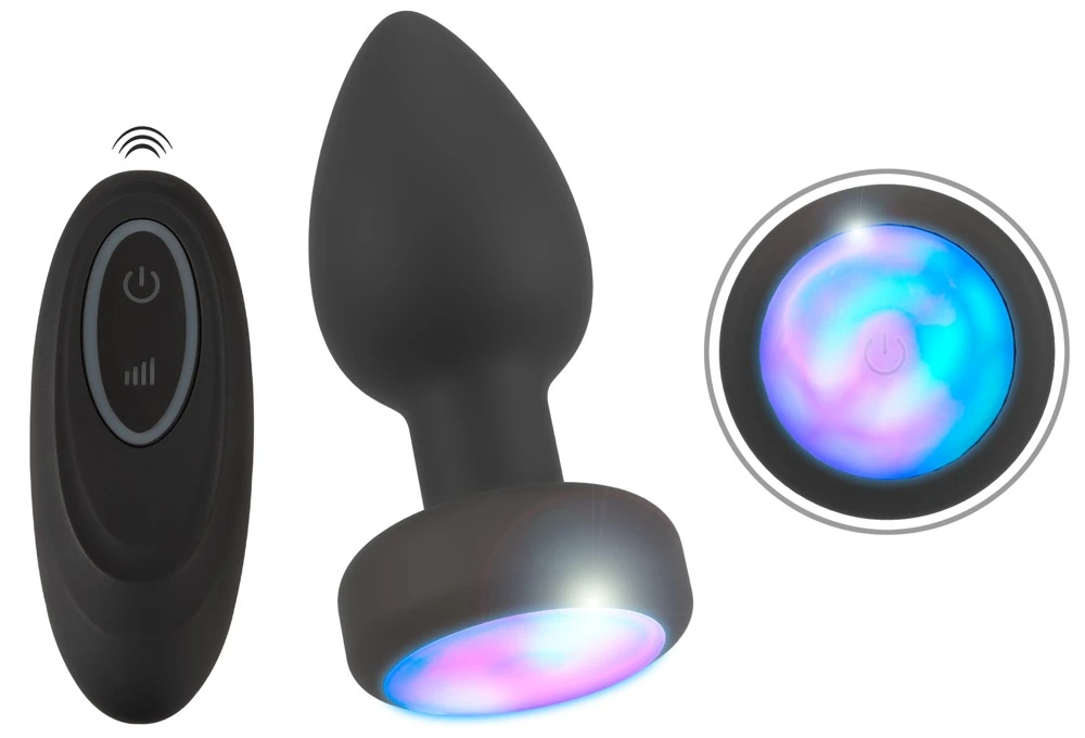ANOS RC Flashing Butt Plug, RC Flashing Butt Plug with Vibration von ANOS – konischer Analplug mit LED-Lichtshow, 7 Modi und Fernbedienung für leuchtstarke Höhepunkte