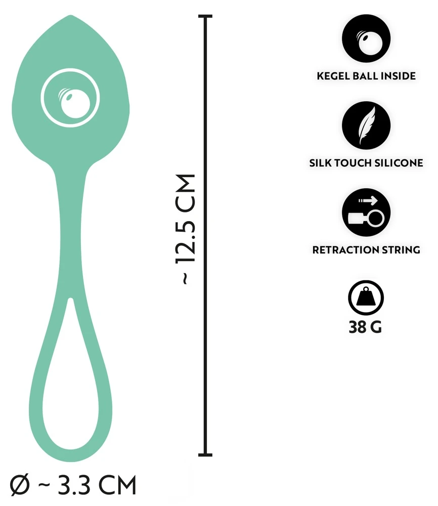 Cuties Love Balls Green, Liebeskugel mit schwingendem Innengewicht 38 g für effektives Beckenbodentraining diskret & laufleise Intim-Fitness Cuties