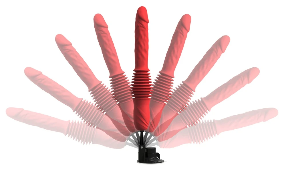 RC Double Thrusting Fucking Ma, Erotischer Stoßvibrator mit doppelter Stoßkraft, Power-Vibration, verstellbarem Saugfuß und Fernbedienung – The Banger