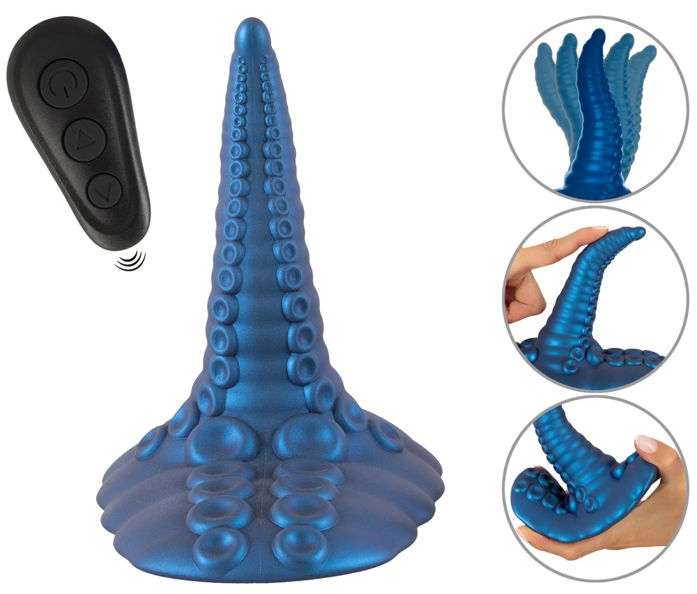 Beasty Cocks Tentacle Pad, Aufsitzvibrator im sexy Tentakel-Design mit starker Struktur, schimmernder Metallic-Optik, kräftigem Saugfuß und Fernbedienung für intensive Solo-Momente