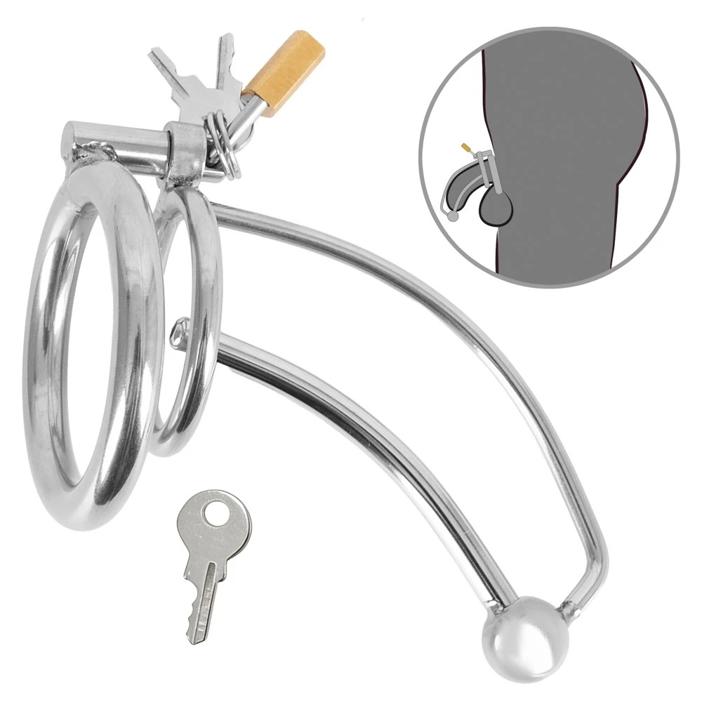 fetish collection Cock Cage Di, Peniskäfig mit hohlem Dilator von fetish collection – Edelstahl-Keuschheitskäfig mit Hodenring, Schloss und 3 Schlüsseln für Kenner