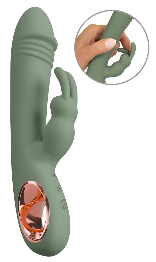 Slim Rabbit Olive, Slim Rabbit Olive von You2Toys: Stilvolles Design, doppelte Stimulation und 10 Vibrationsmodi für sinnliche Momente