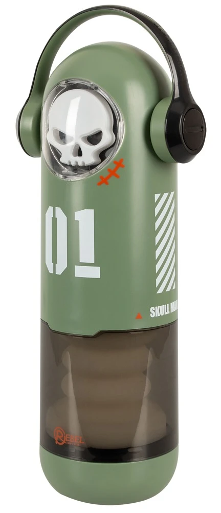 Rebel Skull Masturbator 3, Rebel SKULL Masturbator mit 3 Funktionen in cooler Totenkopf-Optik, rot leuchtenden Augen, Wärme-, Vibrations- und Stoßfunktion für intensives Solo-Vergnügen