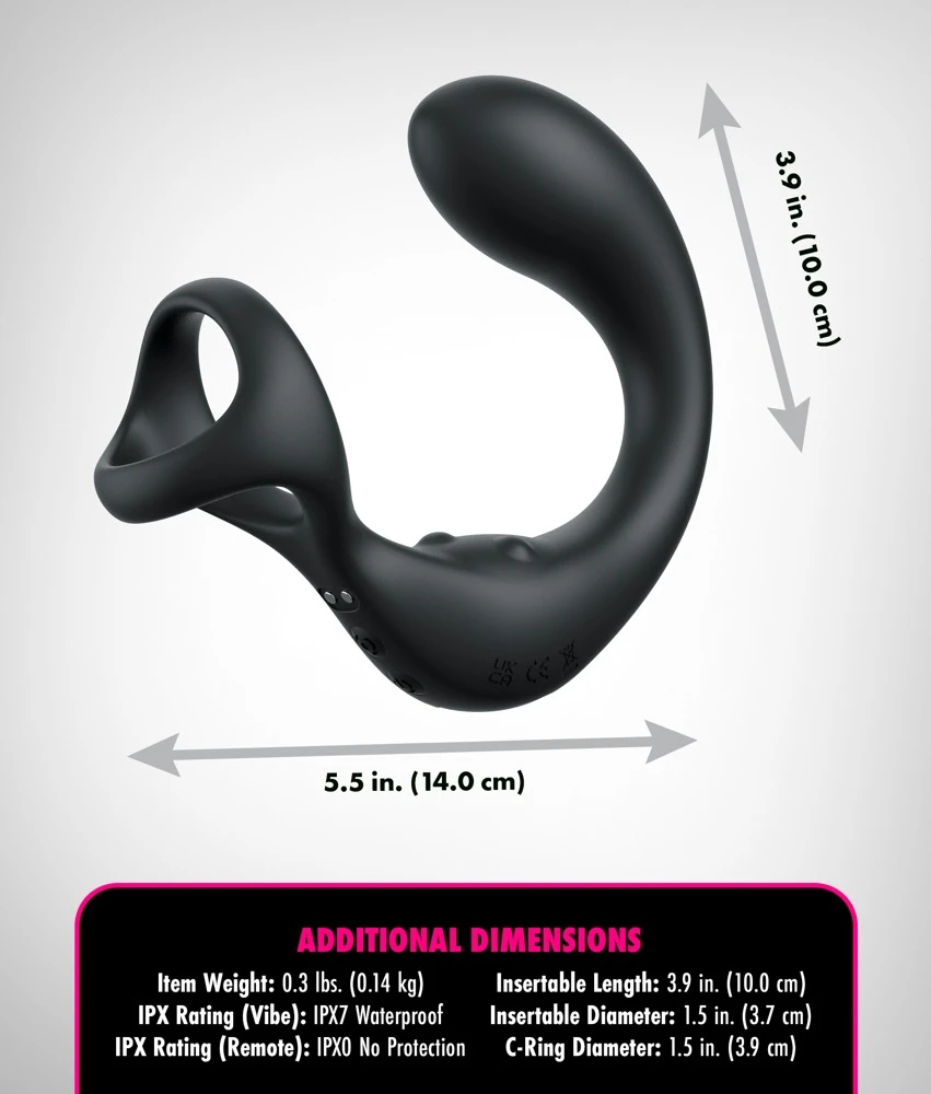 AFE Ass-Gasm Taint-Alizer Black, Rundum-Analspaß mit Prostata-Vibrator, Swirling Perineum Stimulator, Penis-/Hodenring und 10 Modi – ergonomisch & wasserdicht!