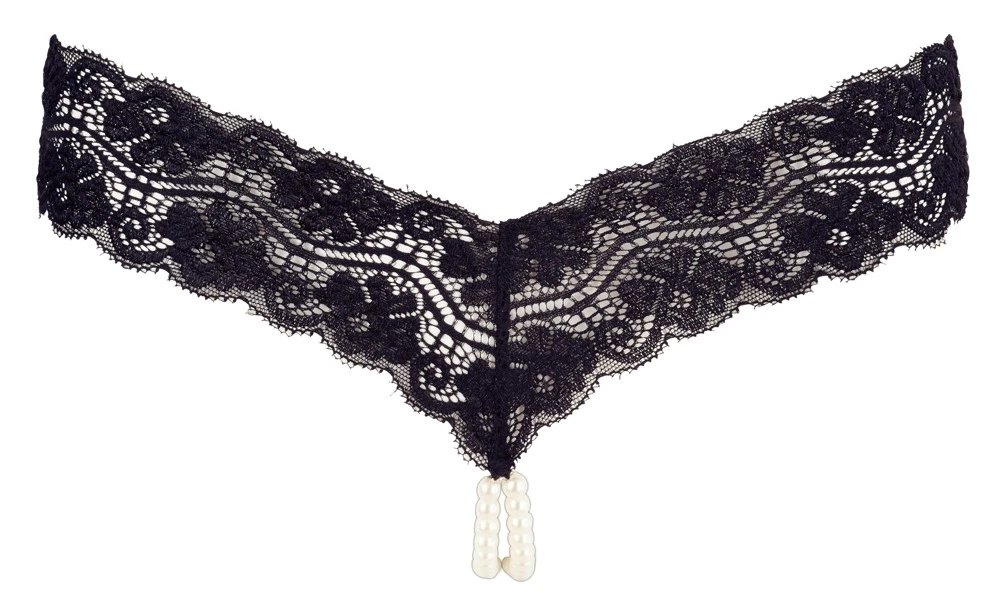 Cottelli LINGERIE Funktionsrio String mit stimulierende Perlenkette im Schritt