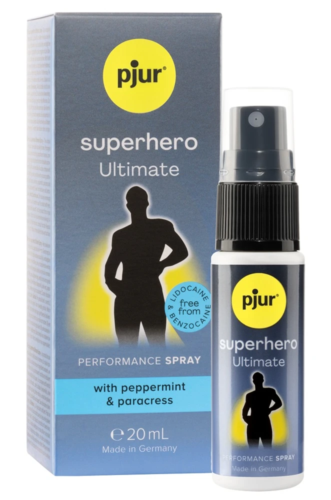 pjur superhero UltimateSpray20, Ultimate Verzögerungsspray für Männer: 6-fach Wirkstoffkomplex zur Reduzierung von Überempfindlichkeit – ohne Lidokain & Benzokain