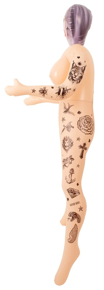 NaughtyDollz Tattoed Love Doll, Sexy aufblasbare Liebespuppe mit Tattoo-Look, großen Brüsten und 3 Öffnungen, realistische Größe, Naughty Dollz Design, frech und auffällig