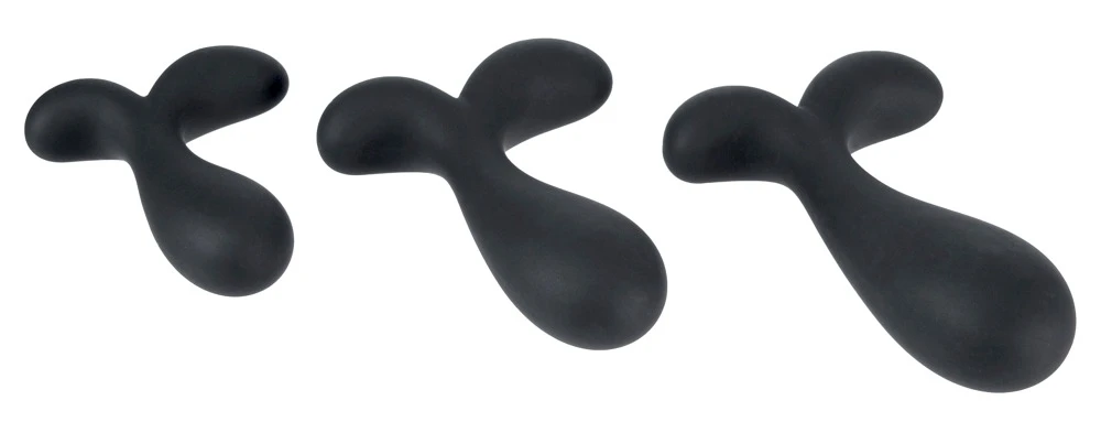 ANOS Butt Plug Training Set 3er-Analplug-Set Silikon Butt Plug Training Set mit leicht gebogenen Spitzen für Prostata Stimulation und Dehntraining in verschiedenen Größen und Gewichten
