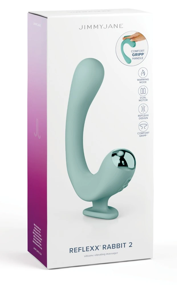 JJ Reflexx Rabbit 2, Biegsamer Doppelvibrator Reflexx Rabbit 2: Wärmefunktion, 10 Vibrationsmodi & flexibler 2-Finger-Griff für maximale Stimulation