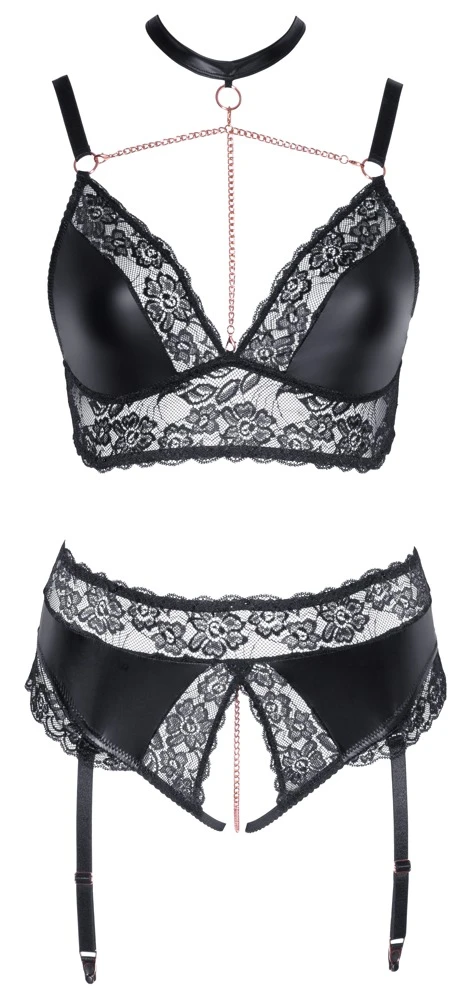 Cottelli Sinnliche Versuchung: Ein Mix aus Mattlook und Spitze. Soft BH und Straps Slip ouvert