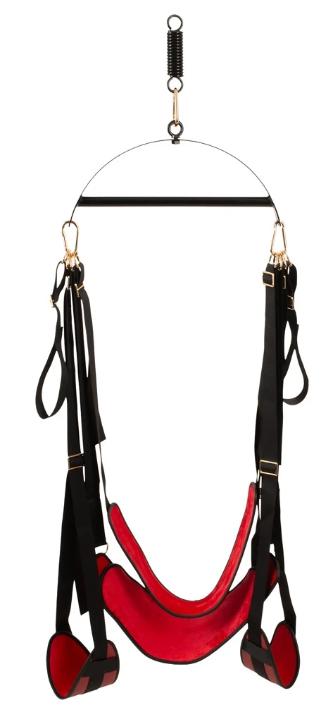 Bad Kitty Sex Swing, Erotische Liebesschaukel Deluxe schwarz-rot Golddetails verstellbar gepolstert für intensive Nähe und neue Positionen