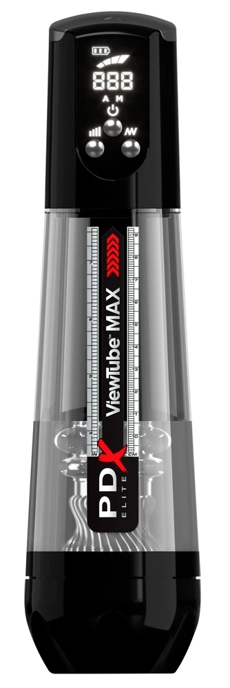 PDX Elite ViewTube MAX Black, MAXimaler Blowjob-Spaß: Automatischer Masturbator mit Licht, Vibration, und individuell einstellbarer Saugkraft!