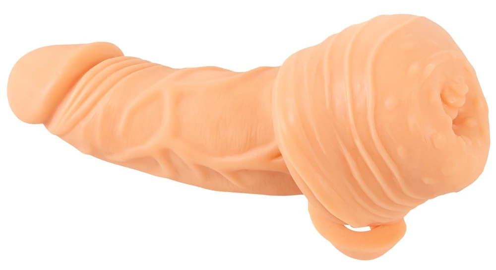 NS 2in1 Extension and Masturba, Nature Skin 2in1 Extension & Masturbator RC – Aufreizende Penishülle mit 10 Vibrationsmodi, Fernbedienung & Hodenring