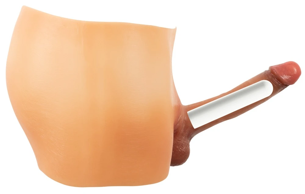 Vibrating Penis Pants Liquid, Silikon-Pants mit Vibro-Penis und Hoden in ultra realistischer Optik mit herausnehmbarem Vibrator und 10 kraftvollen Modi