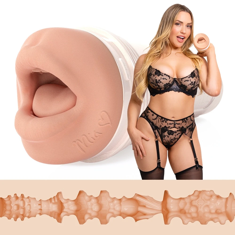 Mia Malkova Headshot, Fleshlight Mia Malkova Masturbator Mund-Optik diskretes Design mit Autogramm und intensiver Struktur für realistische Stimulation und starken Genuss