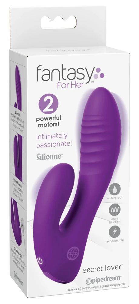 FFH Secret Lover Purple, Fantasy For Her Secret Lover Mini-Rabbitvibrator – Aufreizende Doppelstimulation mit 2 kraftvollen Motoren, 20 Vibrationsmodi und Tastensperre