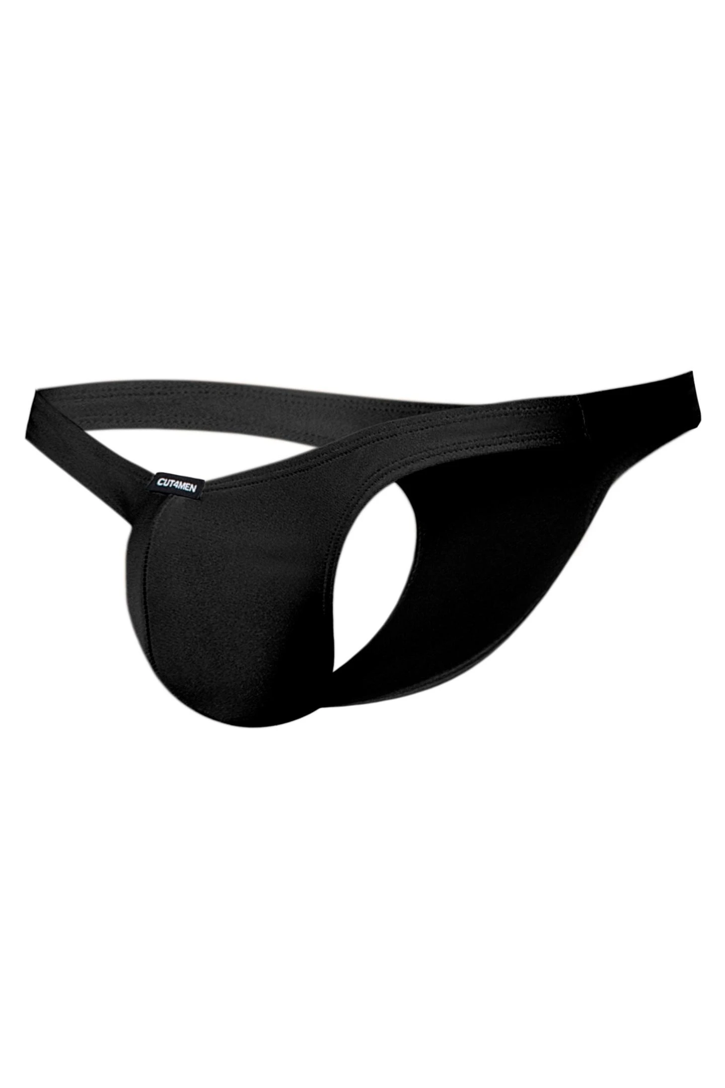 Schwarzer Capri Thong C4MSPX07, Capri Thong C4MSPX07, maskuliner Style mit Längsnaht, geformtem Suspensorium und sportlichem Frontlogo