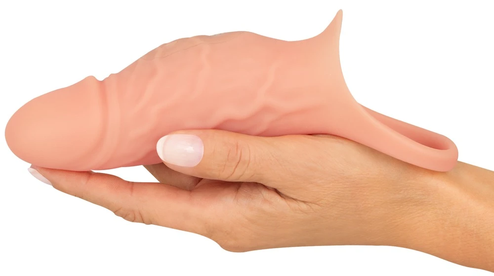 Realistixxx Penis Sleeve Close, Vibro-Penissleeve mit Hodenring 10 Vibrationsmodi, vergrößert den Umfang und unterstützt die Erektion für intensiven Genuss.