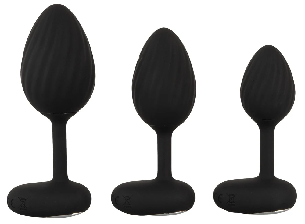 ANOS Vibrating Butt Plug Train, ANOS RC Butt Plug Set – 3 vibrierende Analplugs in verschiedenen Größen mit 10 Modi, Fernbedienung, stimulierenden Rillen und wasserdicht für intensiven Partner-Spaß