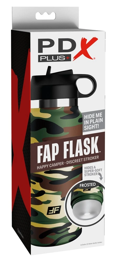 PDX Plus Flask Masturbator in Vagina-Optik Trinkflaschen-Gehäuse Happy Camper