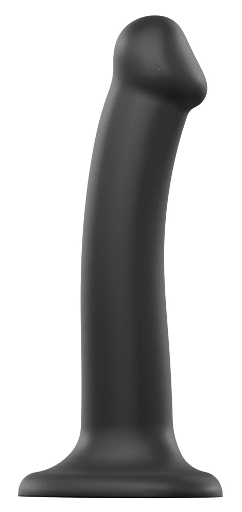 Semi-Real.Dildo M Black, Strap-on-me Dual Density Bendable Dildo aus Silikon mit starkem Saugfuß, biegsamem flexiblem Schaft, hautähnlicher Oberfläche und sicherem Halt für vielseitigen Einsatz