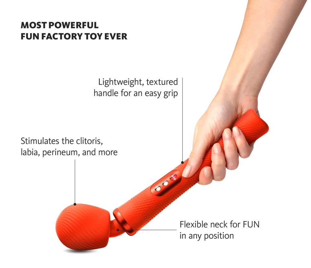 FUN FACTORY Massagestab VIM Wand Massager Made in Germany aufladbares Massagegerät mit 3 verschiedenen Massageprogrammen und Massagekopf