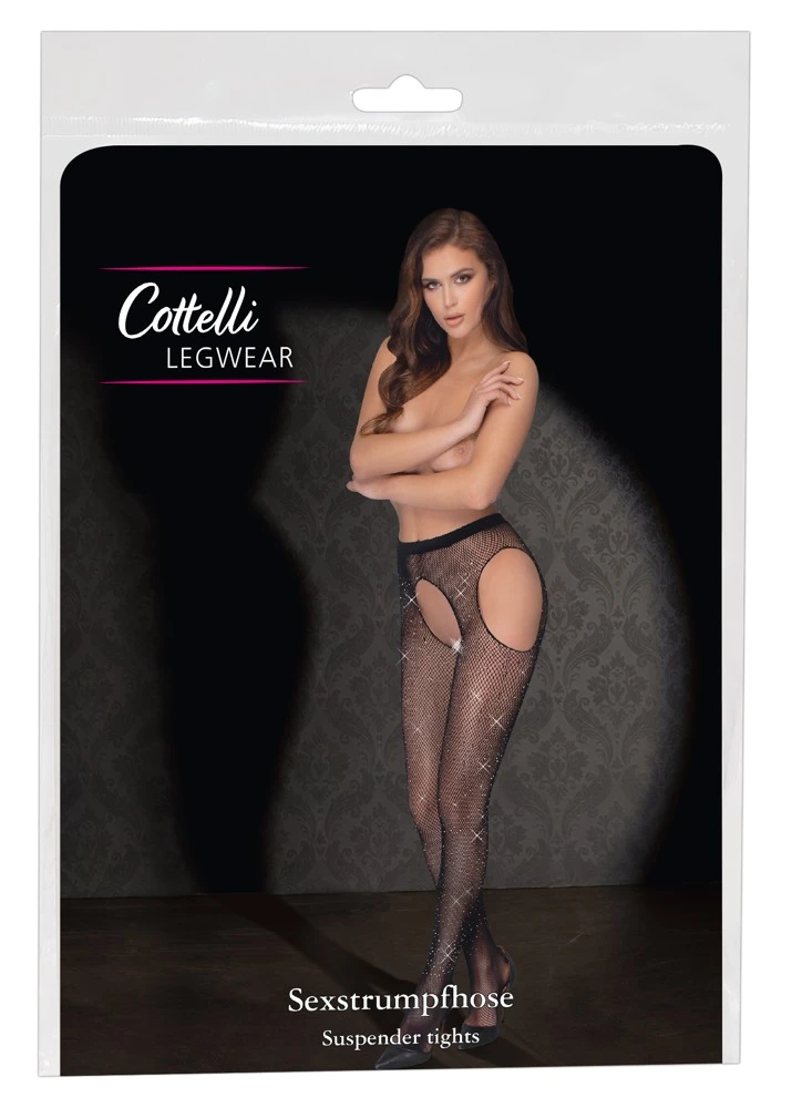 Cottelli Glamouröse Netz-Strumpfhose: Glitzernder Auftritt mit verführerischen Cut-outs