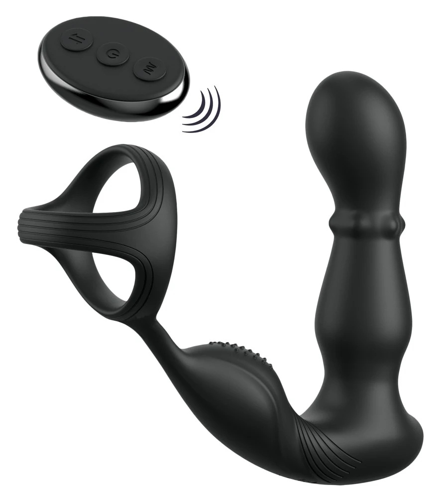 AFE Ass-Gasm Slide & Glide Black, Intensiver Analspaß mit Perlenmassage, vibrierendem Perineum-Stimulator und Penis-/Hodenring – 10 Vibrationsmodi, fernbedienbar