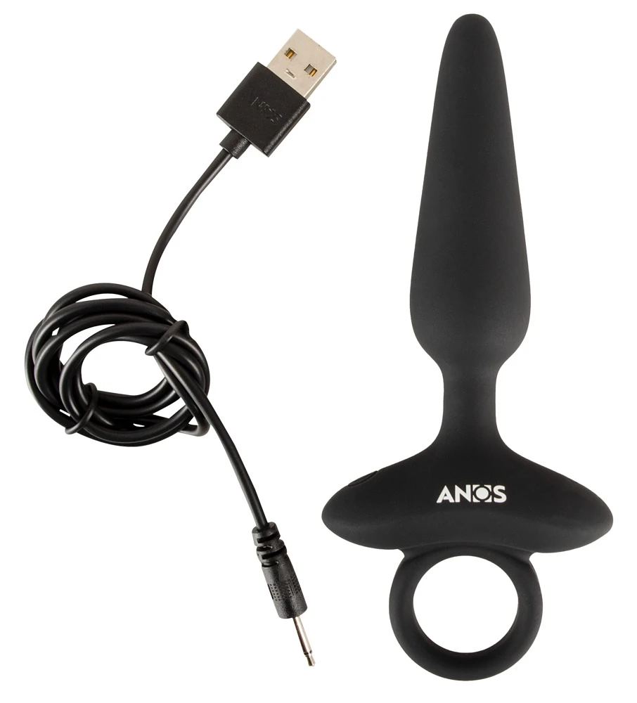 ANOS Flexible Butt Plug Vibrat, Flexibler Vibro-Analplug mit 10 Vibrationsmodi seidig softes Silikon analsicherer Stopper Haltering Einsteiger Butt Plug