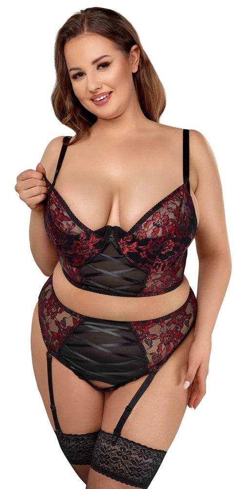 Cottelli Verführerisches Dessous-Set mit Spitze und Satin-Zierschnürungen