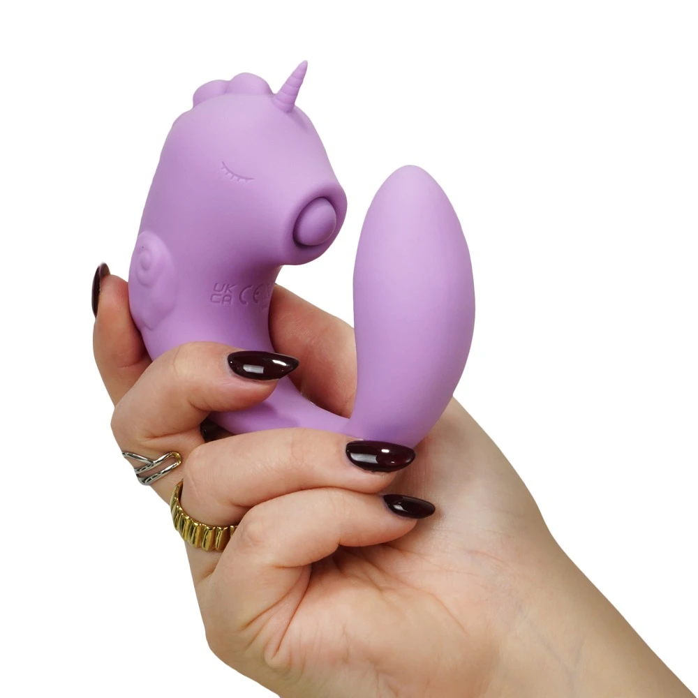 Unihorn C-Horse Marina Lilac, Unihorn C-Horse Marina Lilac Dual-Vibrator im Einhorn-Seepferdchen-Design mit biegsamem Silikon, flüsterleisem Doppelmotor und 10 Vibrationsmodi für intensive Innen- und Außenstimulation