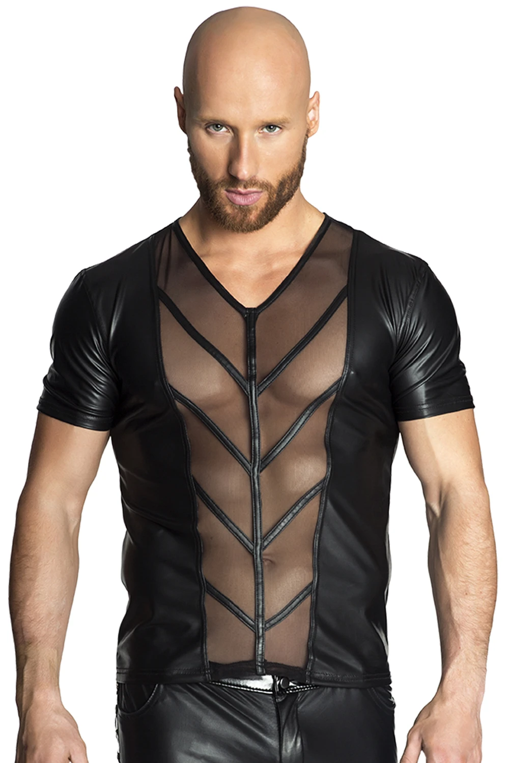 Herren Shirt mit transparentem Tülleinsatz von Look Me