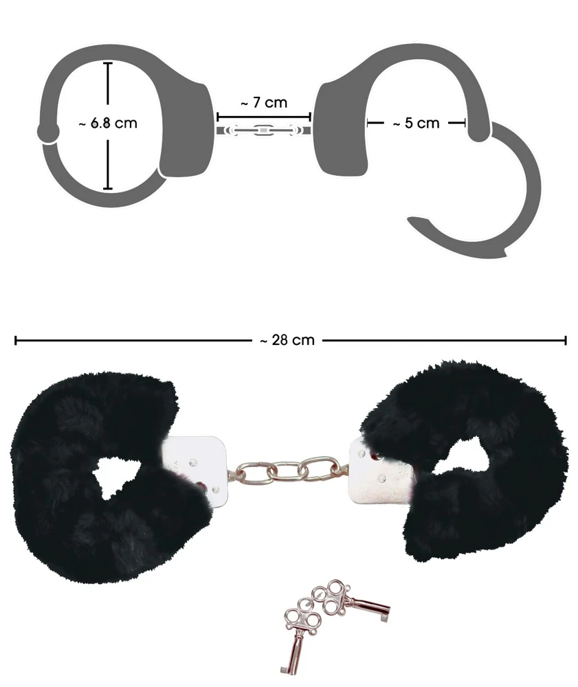 Bad Kitty Handschellen mit Plüschüberzug , Schlüssel und Sicherheitshebel.