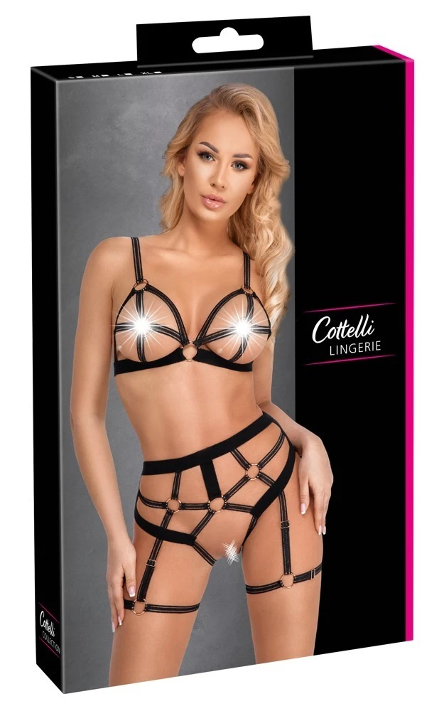 Cottelli LINGERIE Harness-Style BRA Taillen Slip Ouvert Bondage Look