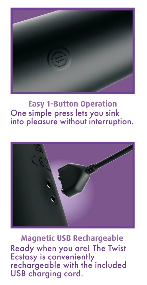 AFE Twist Ecstacy Black, Twist Ecstasy Analvibrator Spiral Rotierend Stoßfunktion 10 Vibrationsmodi Silikon Analtoy Massager für Erwachsene