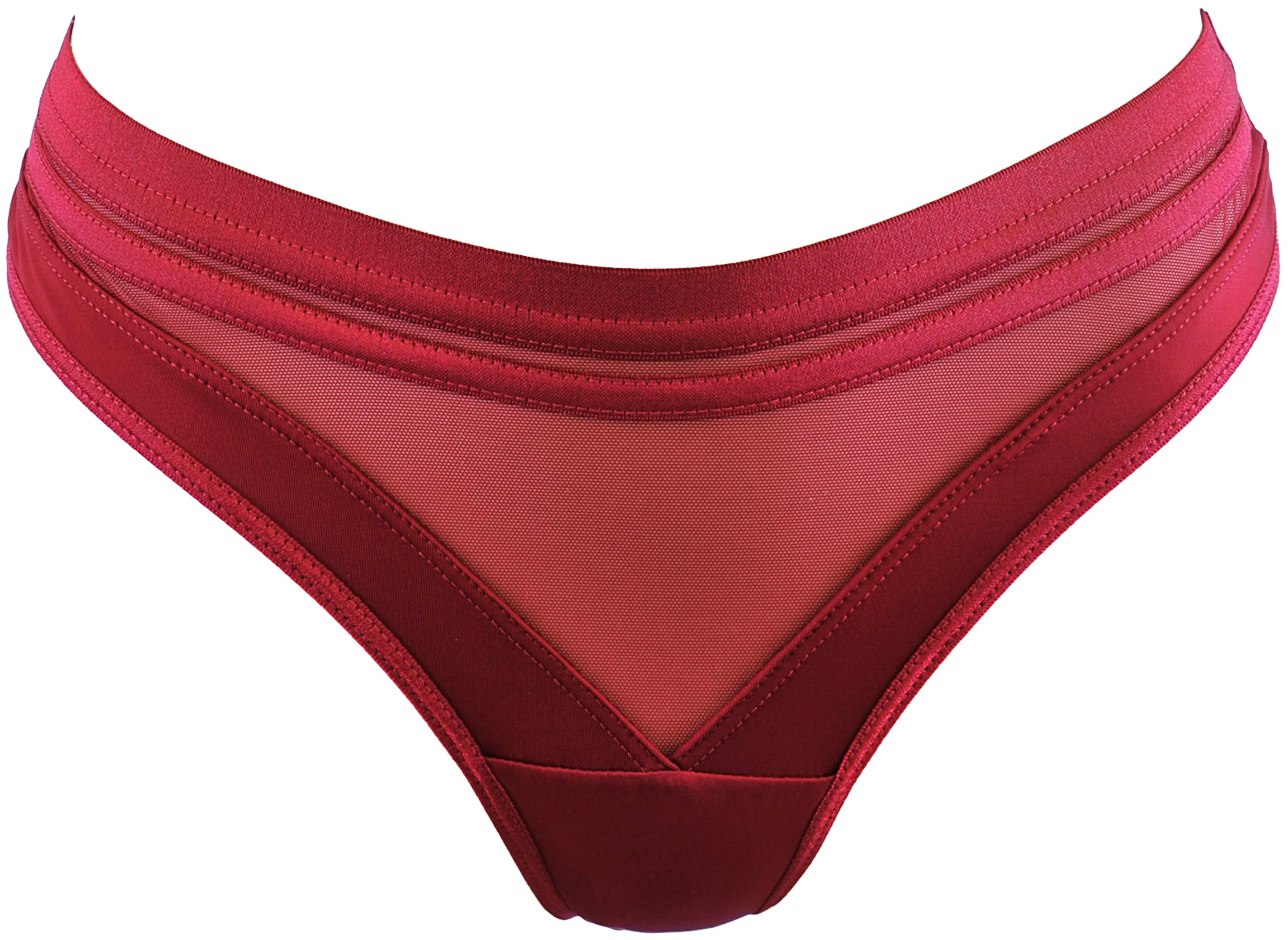 Axami Brasiliana String V-12025 in Bordeaux – Sexy Lingerie aus Mikrofaser & Mesh, glatte Optik unter Kleidung, breiter Taillenbund, hoher Tragekomfort