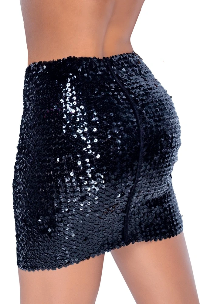 Cottelli PARTY Paillettenrock Stretchbund, schillernde Optik, Schlauch Stretch Mnirock