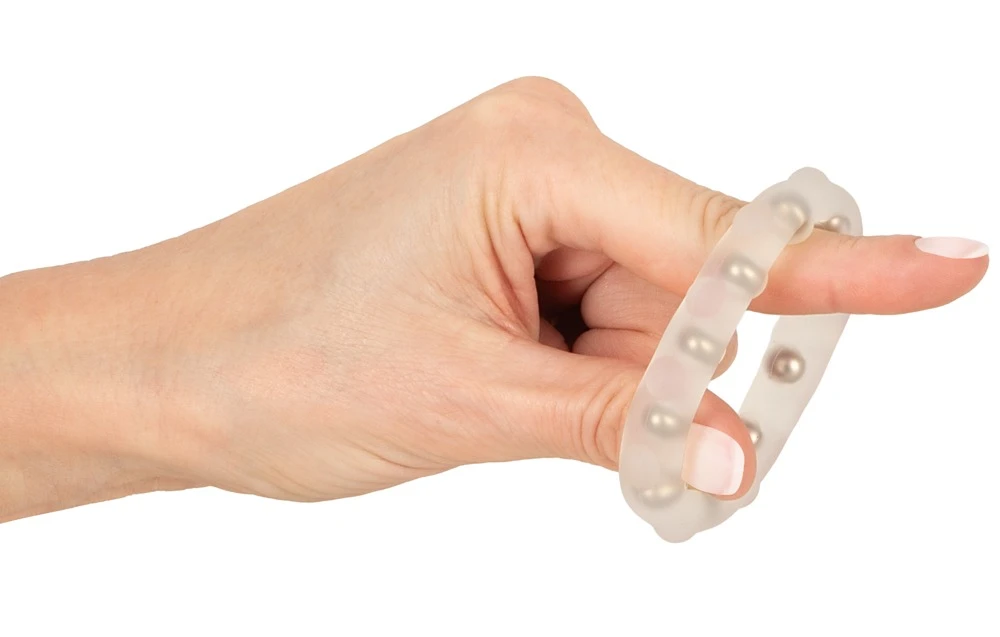 Rebel Cock Ring With Metal Bal, Rebel Cock Ring with Metal Balls – Aufreizender transparenter Noppen-Penisring aus softem Silikon mit Metall-Massagekugeln für intensiven Lustgenuss