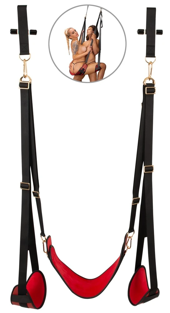 Bad Kitty Door Swing, Bad Kitty Türschaukel Deluxe mit Lederimitat & Gold-Details für schwebende Liebesstellungen komfortabel