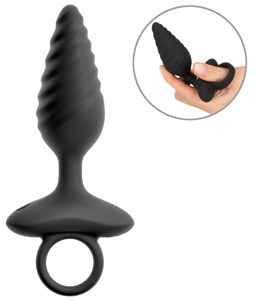 ANOS Flexible Plug Twisted, Flexibler Vibro-Analplug mit Spiral-Design und 10 Vibrationsmodi von ANOS aus Silikon mit Stopper und praktischem Haltering