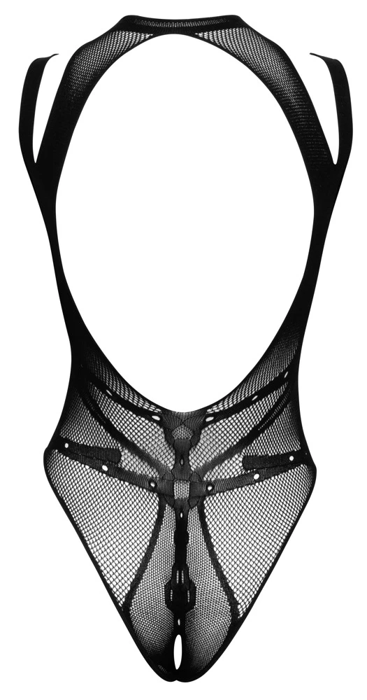 Streichelweicher Body von Cottelli FANTASY in verschiedenen Netzstrukturen mit eingewebter Bondage-Bänder-Optik.