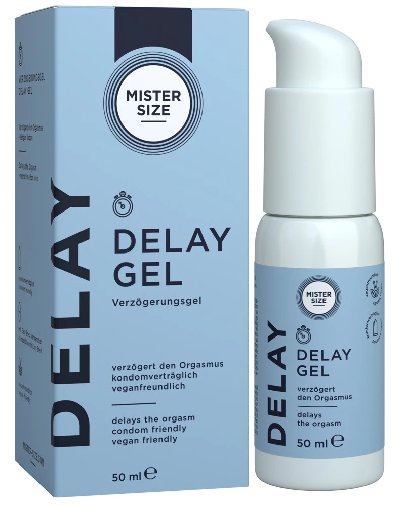 Mister Size Delay Gel 50 ml, Mister Size Delay Gel für Männer mit Nelkenöl und kühlendem Effekt zur natürlichen Verzögerung und intensiverem Liebesspiel