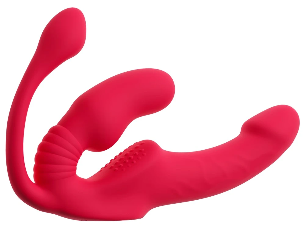 Strapless Strap-On Triple Teaser RC von You2Toys mit kraftvollen Vibrationen, dreifacher Stimulationspower für intensive Rollenspiele, flexibles Silikon-Design mit gleichzeitig vaginaler und analer Nutzung sowie vielseitigem Einsatz