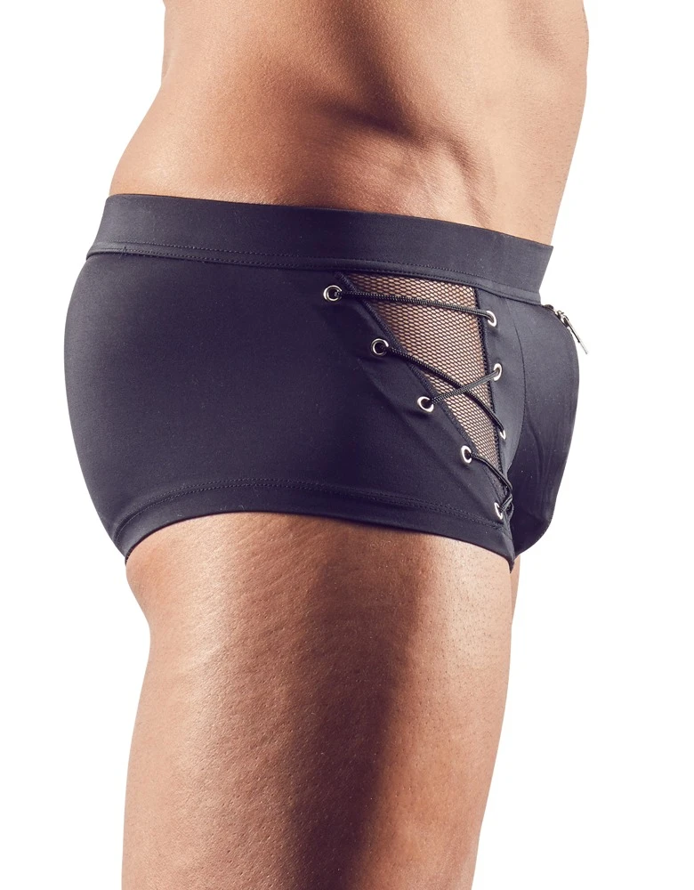 Pants im gekonnten Materialmix aus blickdicht und transparent mit abnehmbarer Zierkette und Reißverschluss vorne.