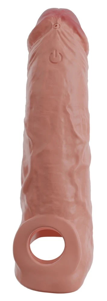 Realistixxx Vibrating Penis Sl Vibro-Penishülle mit Hodenring – verlängert um 6,5 cm, verdickt spürbar und liefert mit 10 starken Vibrationsmodi per Fernbedienung intensive Stimulation für heiße, tiefe Lustgefühle