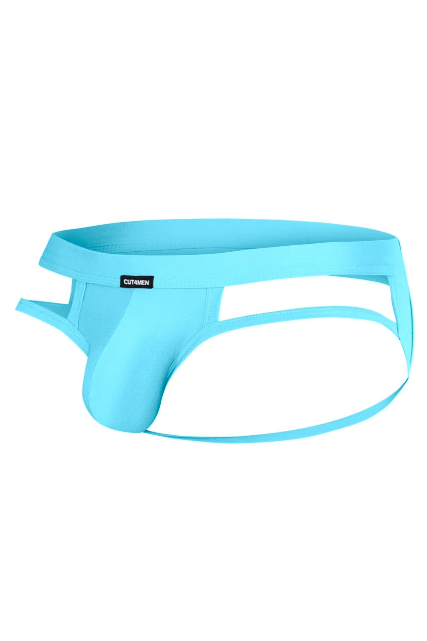 Web Jockstrap C4MSPX23, Markanter Style in Türkis: Weicher Web Jockstrap von CUT4MEN mit formendem Suspensorium, Längsnaht und gummiertem Frontlogo