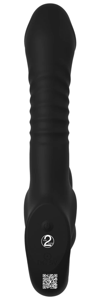 Thrusting RC Strapless Strap-O, You2Toys Strapless Strap-on Doppelvibrator mit automatischer Stoßfunktion, Fernbedienung und intensiver Stimulation für beide ohne Gurt