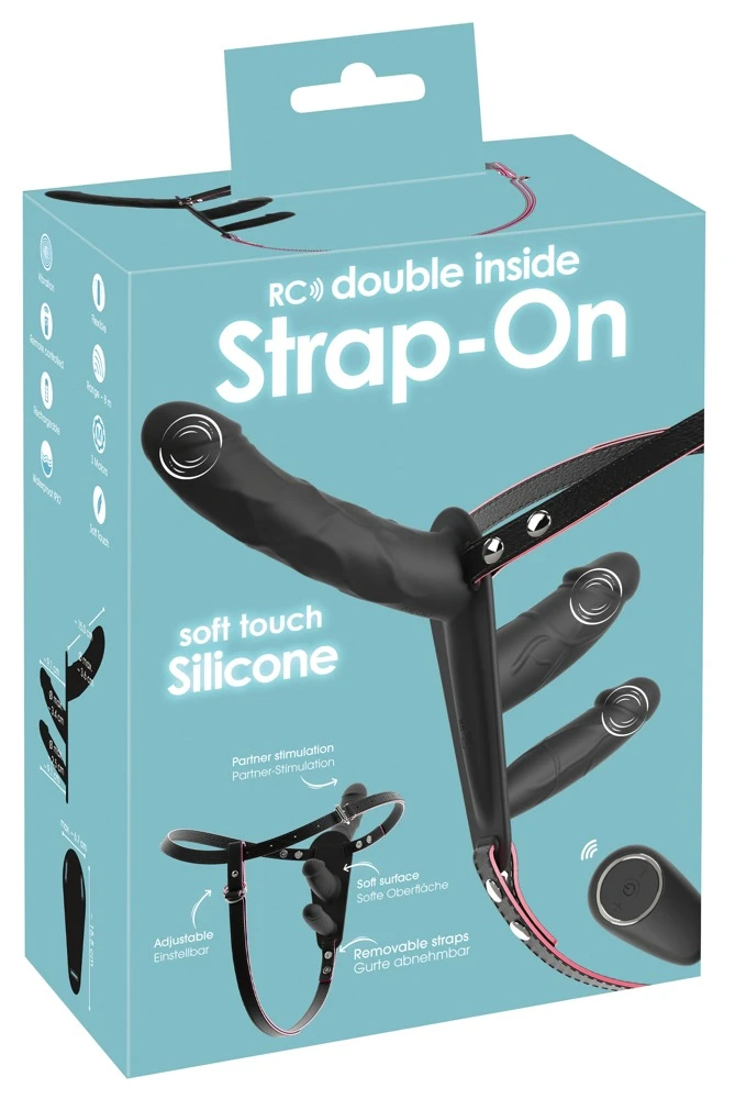 Strap-On Double Inside, You2Toys RC Double Inside Strap-on-String mit 3 kraftvollen Vibratoren, Fernbedienung und verstellbarem Sitz für erotischen Lustgenuss zu zweit