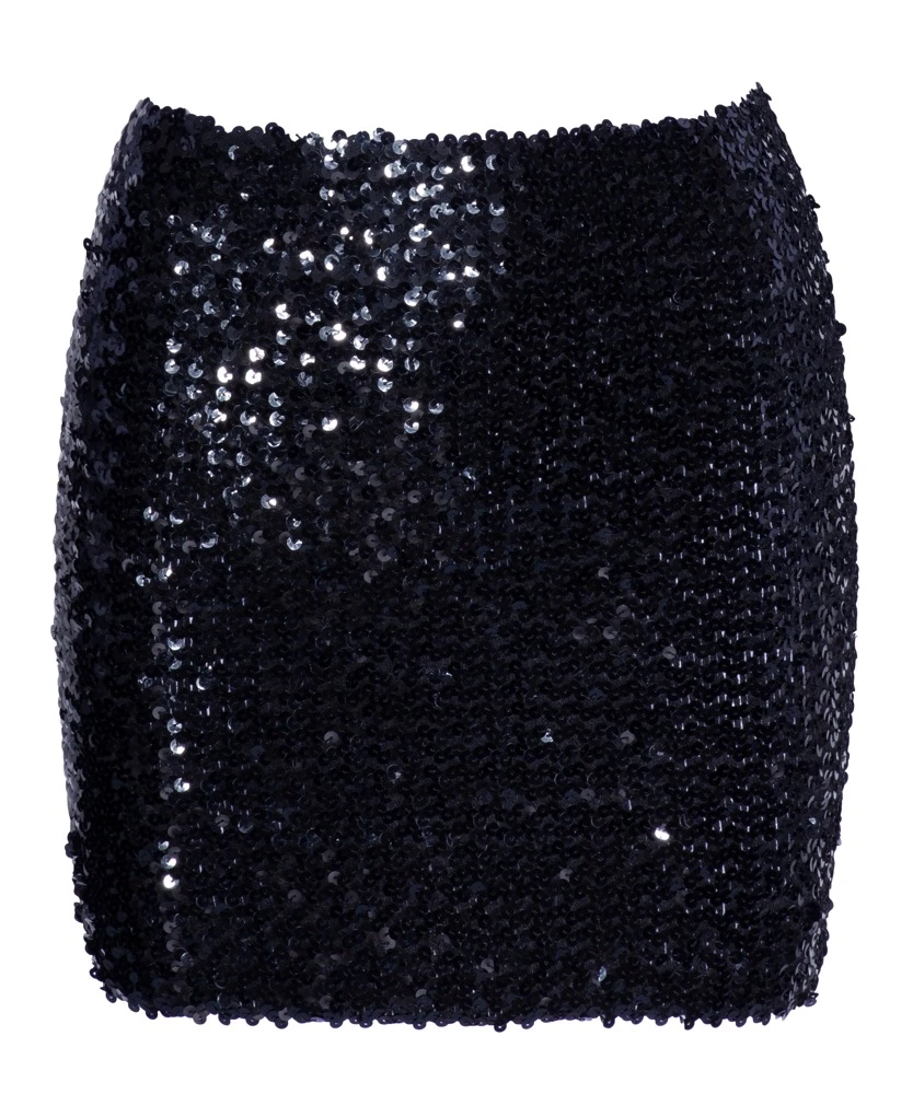 Cottelli PARTY Paillettenrock Stretchbund, schillernde Optik, Schlauch Stretch Mnirock