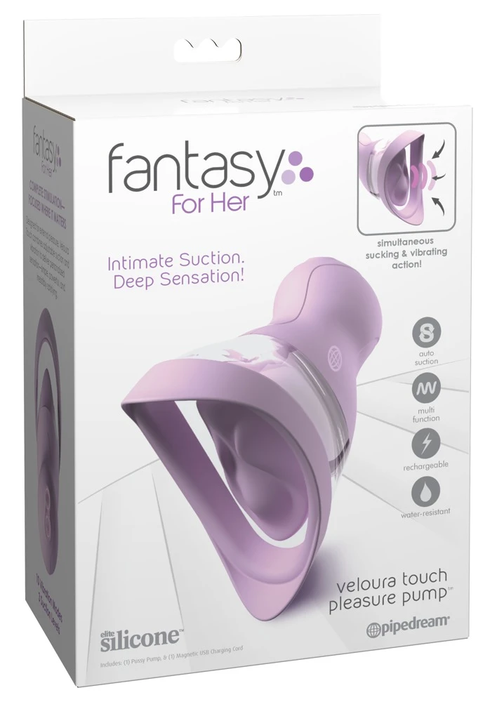 FFH Veloura Touch Pleasure Pum, Fantasy For Her Veloura Touch Pleasure Pump – Aufreizende Intim-Saugschale mit 10 Vibrationsmodi, 3 Saugstufen und intensiver Stimulation für prickelnde Lustmomente